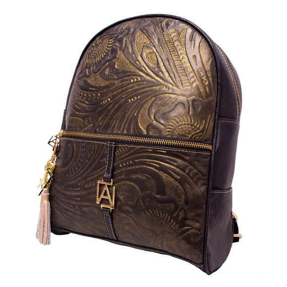 AngeLozano Chiapas Chiseled Black Leather Backpack main image 4